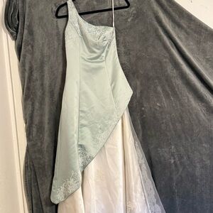 Asymmetrical Mint Green Tiered Dress for any Formal Occasion